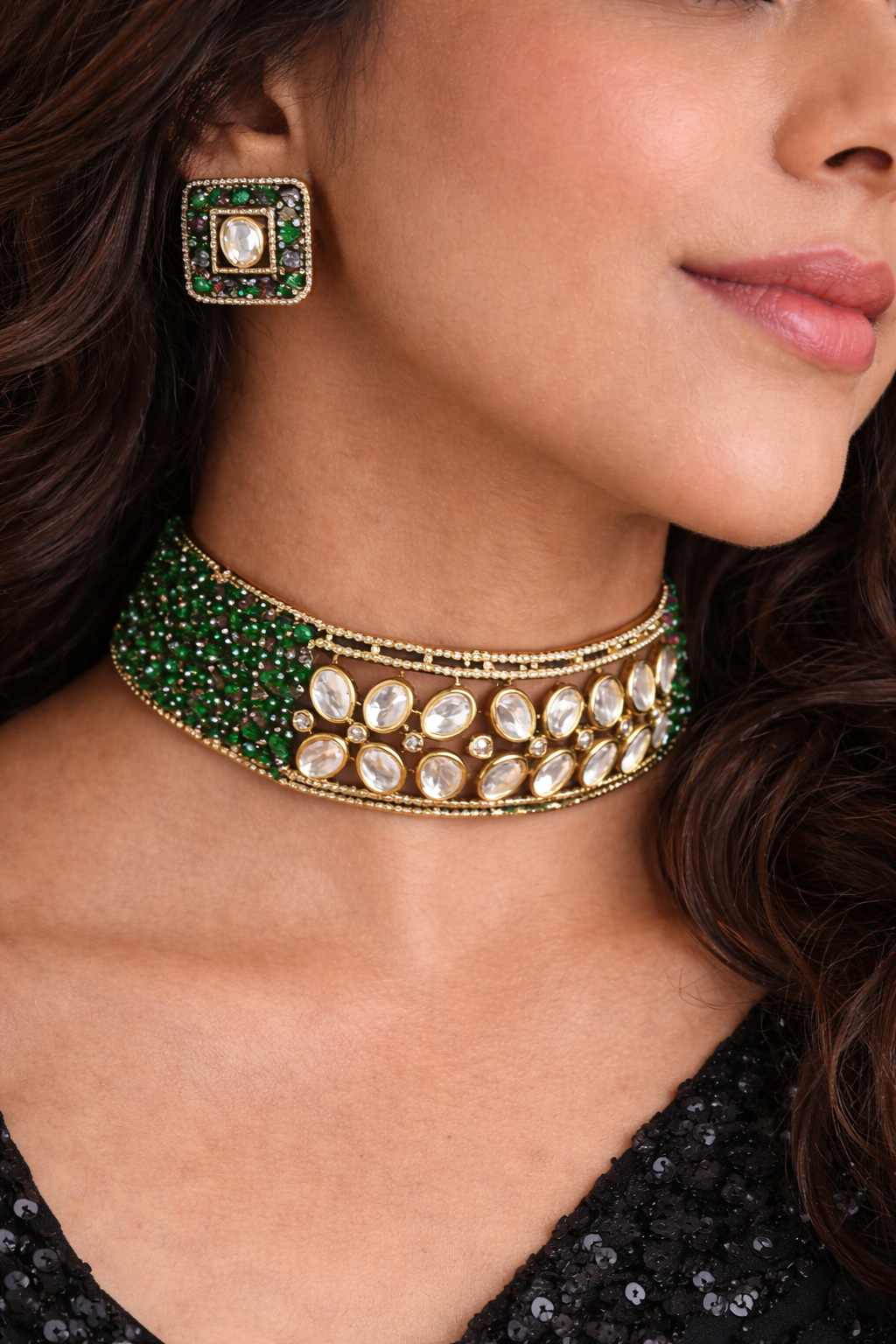 Emerald Noor Kundan Choker Set