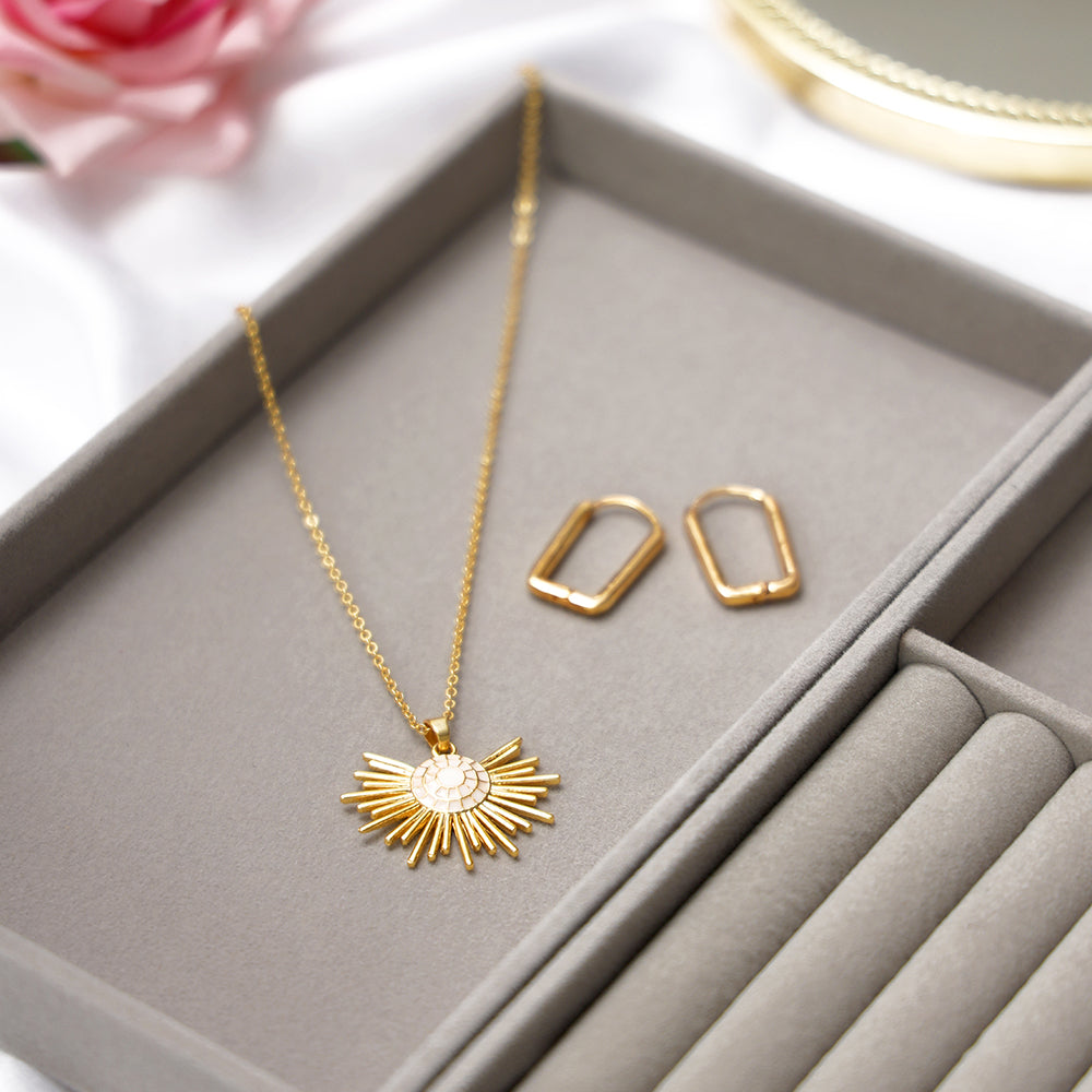 gold-plated necklace with a half sun enamel pendant