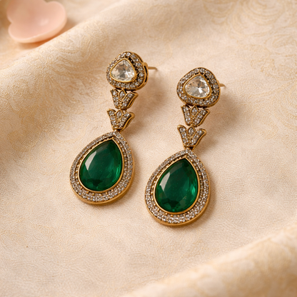 Gajraaj Emerald Kundan Long Necklace Set
