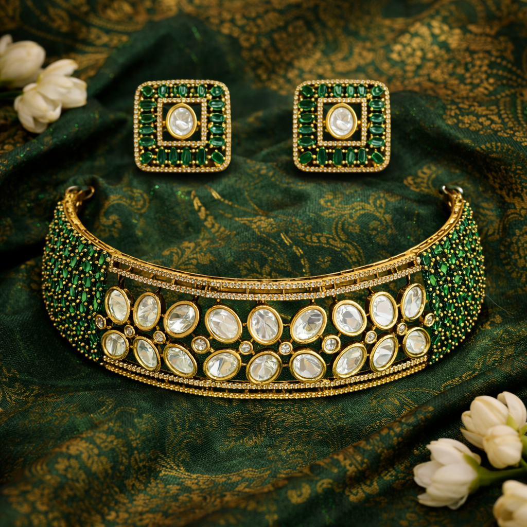 Emerald Noor Kundan Choker Set