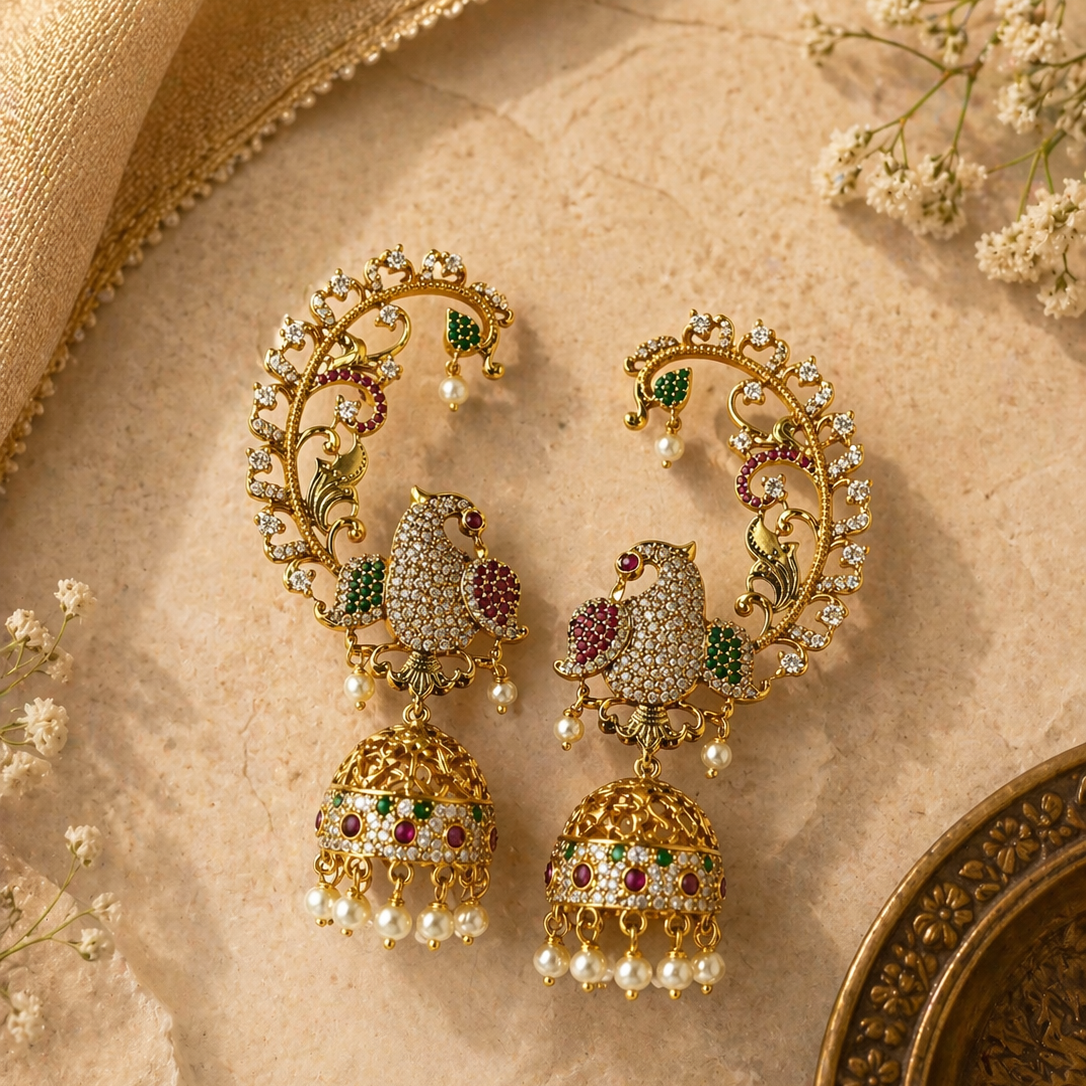Rajmayur  Ear Cuff Jhumkas