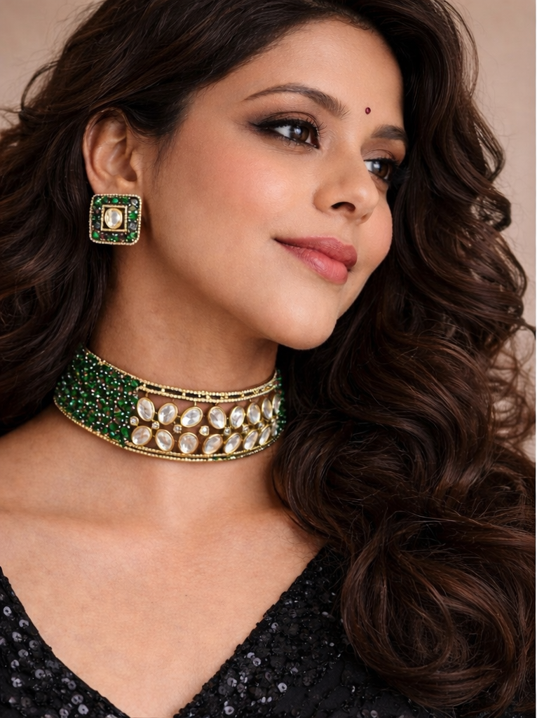 Emerald Noor Kundan Choker Set