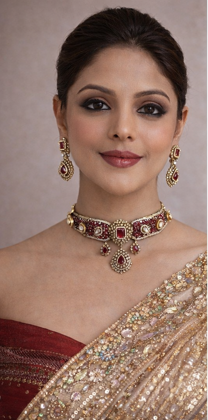 Ruhani Ruby Bridal Choker Set