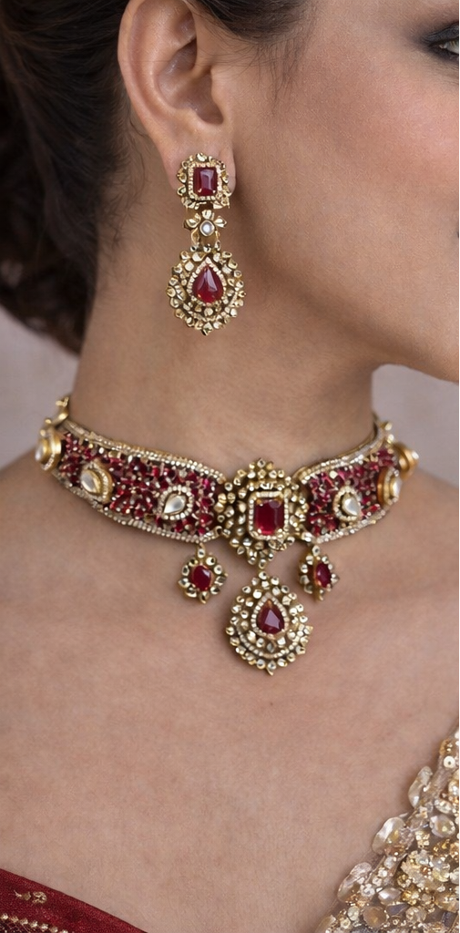 Ruhani Ruby Bridal Choker Set
