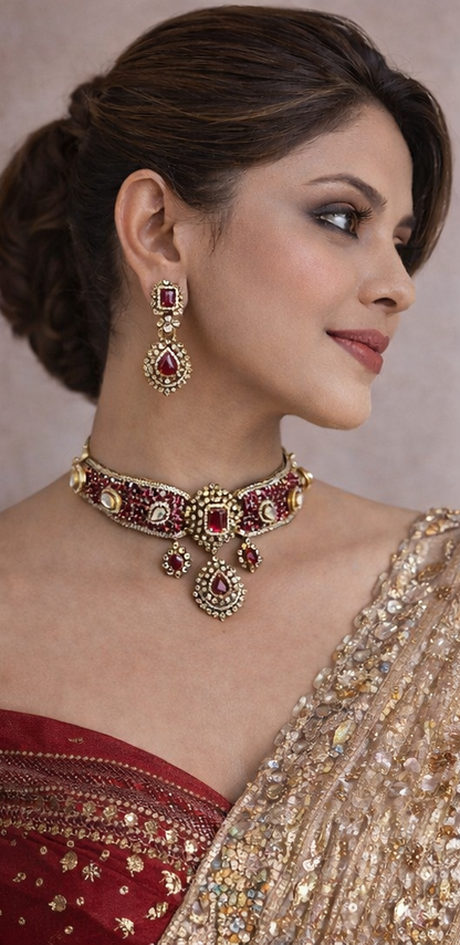 Ruhani Ruby Bridal Choker Set
