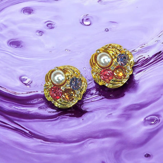 Radiant Pearl & Gemstone Nest Earrings