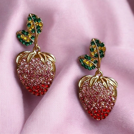 Sparkling Strawberry Drop Earrings