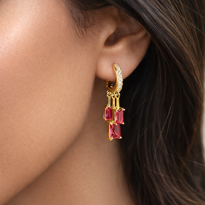 Crystal Drop Huggie Earrings