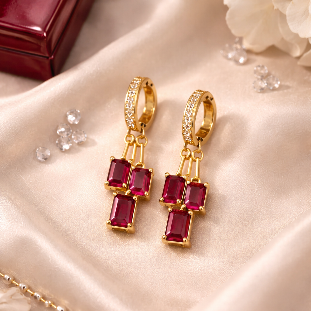 Crystal Drop Huggie Earrings