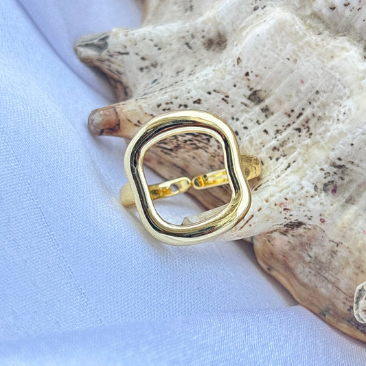 Gold anti tarnish geometrical shape ring 