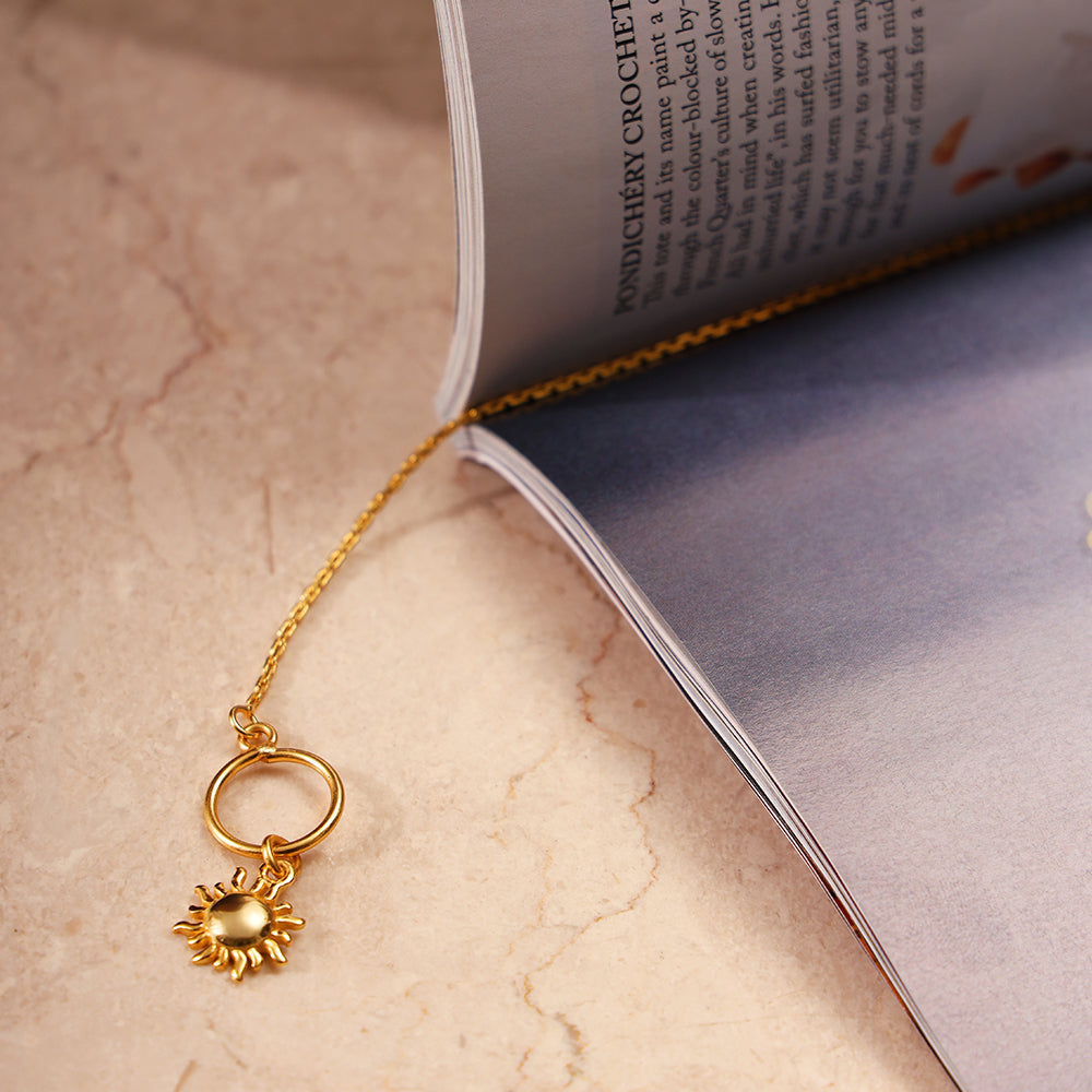 Minimalist gold plated necklace with sun charm pendant